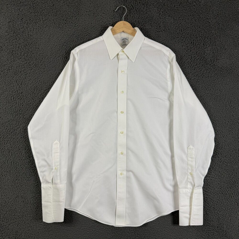 Brooks Brothers Dress Shirt Mens 15 33 White Slim Fit French Cuff Formal
